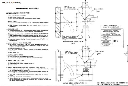 Installation Instruction Listings For Exit Devices Door Closers